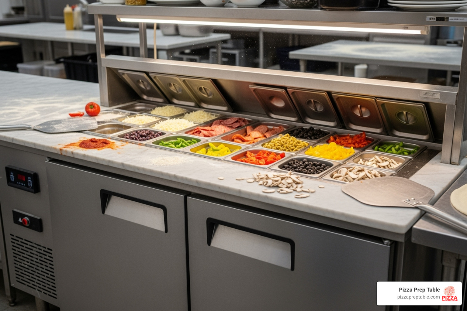 a 2-door pizza prep fridge - pizza bench fridge