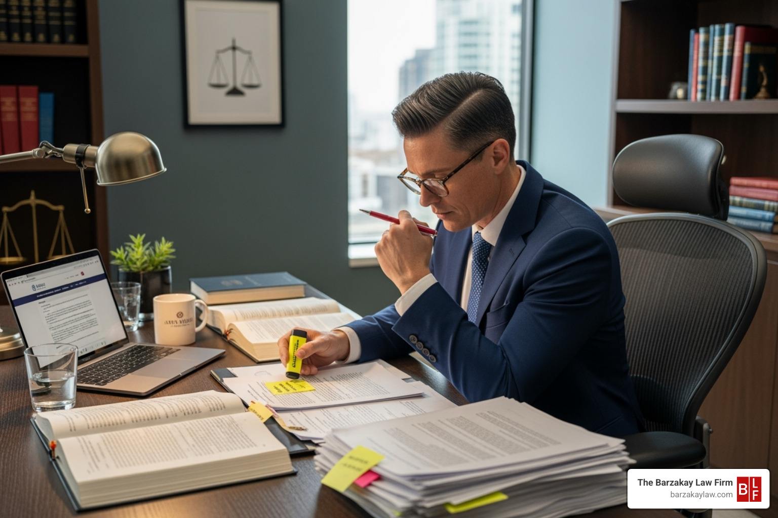 Person carefully reviewing legal documents in an office setting - fort lauderdale motorcycle accident attorney reputation