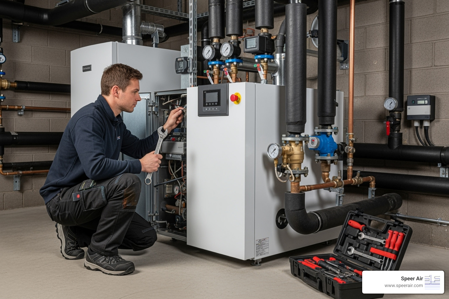 a technician working on a modern boiler system - emergency heating service northern nj a technician working on a modern boiler system - emergency heating service northern nj