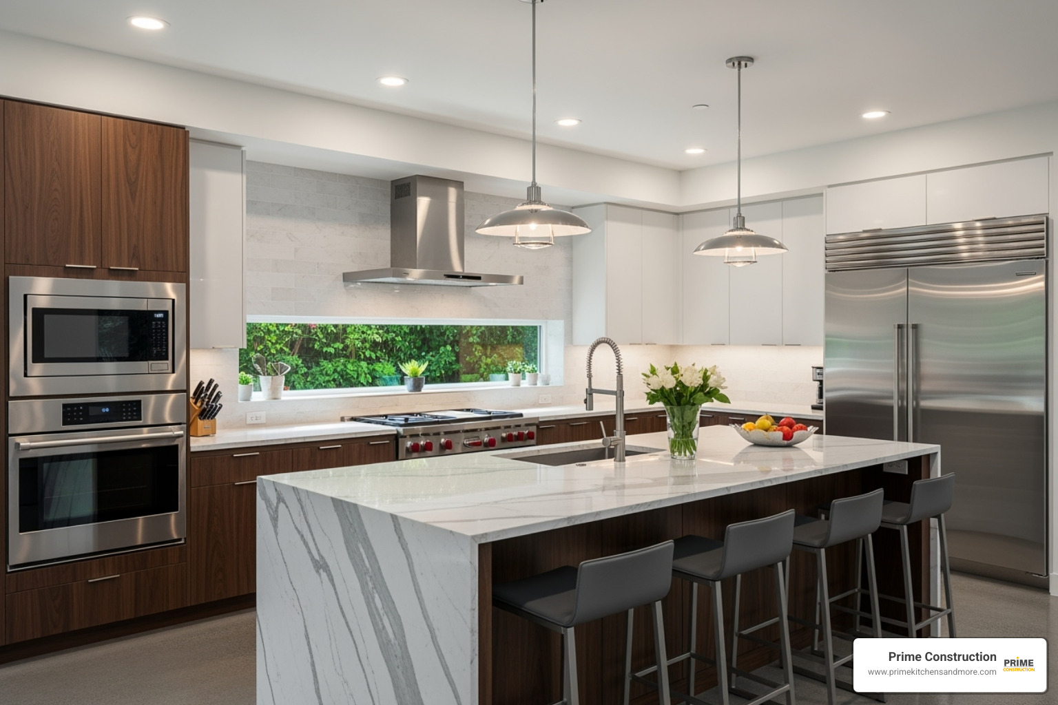 stunning, completed modern kitchen with an island - full house remodeling