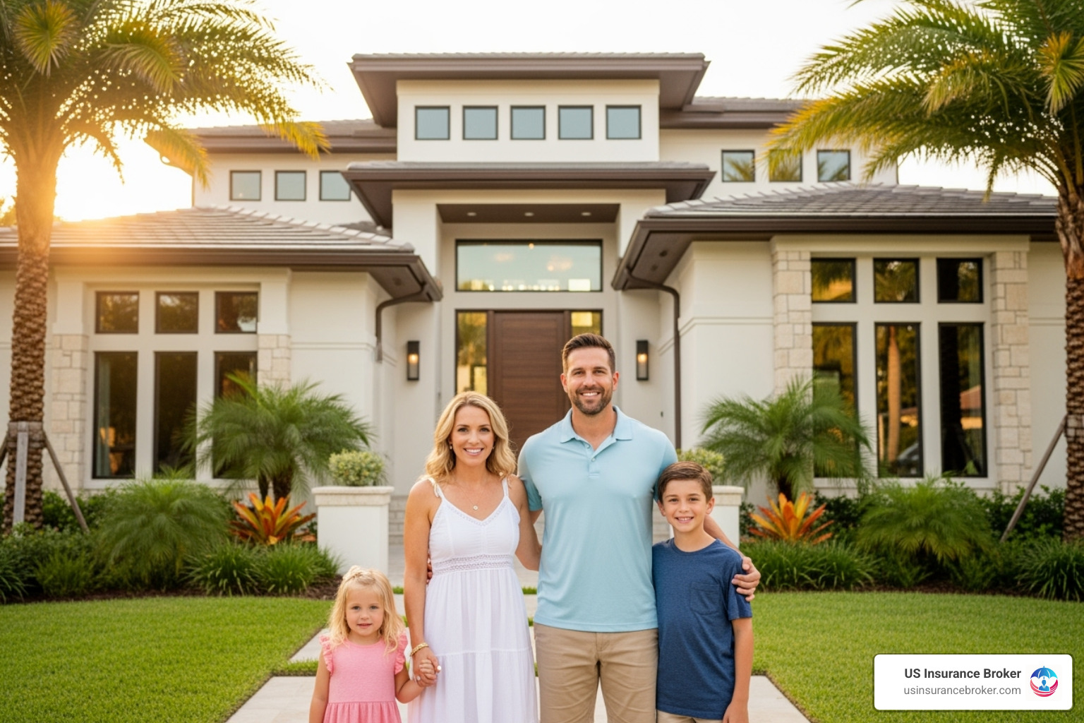 family in front of a Florida home - plant city insurance agency