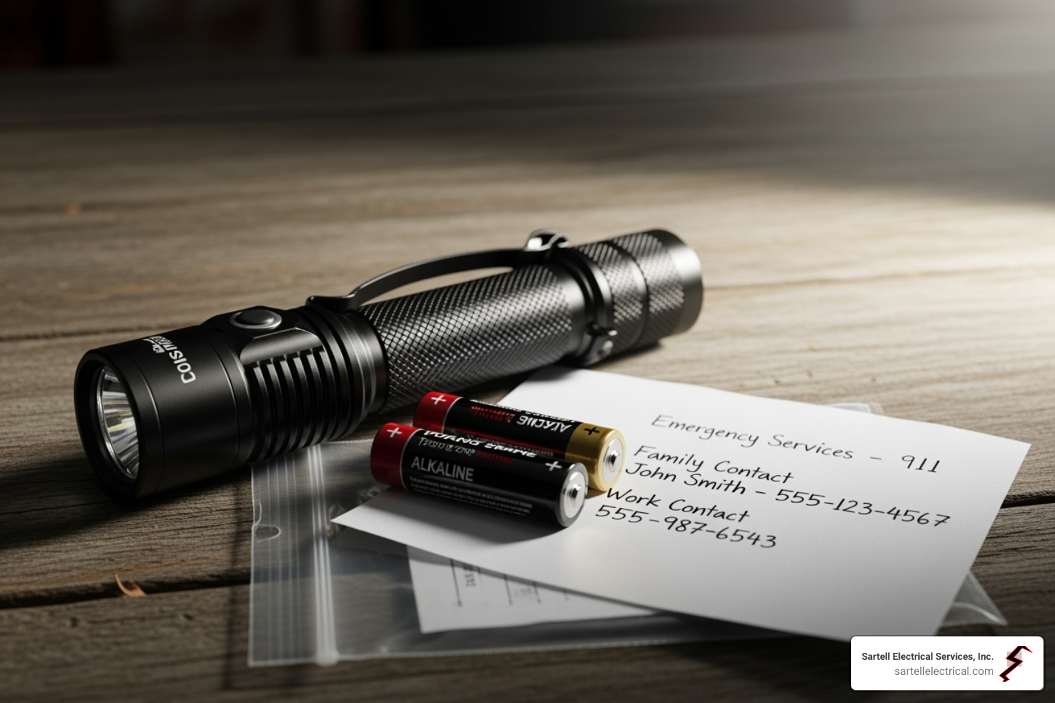 home emergency kit with a flashlight, batteries, and contact numbers - emergency electrician framingham ma home emergency kit with a flashlight, batteries, and contact numbers - emergency electrician framingham ma