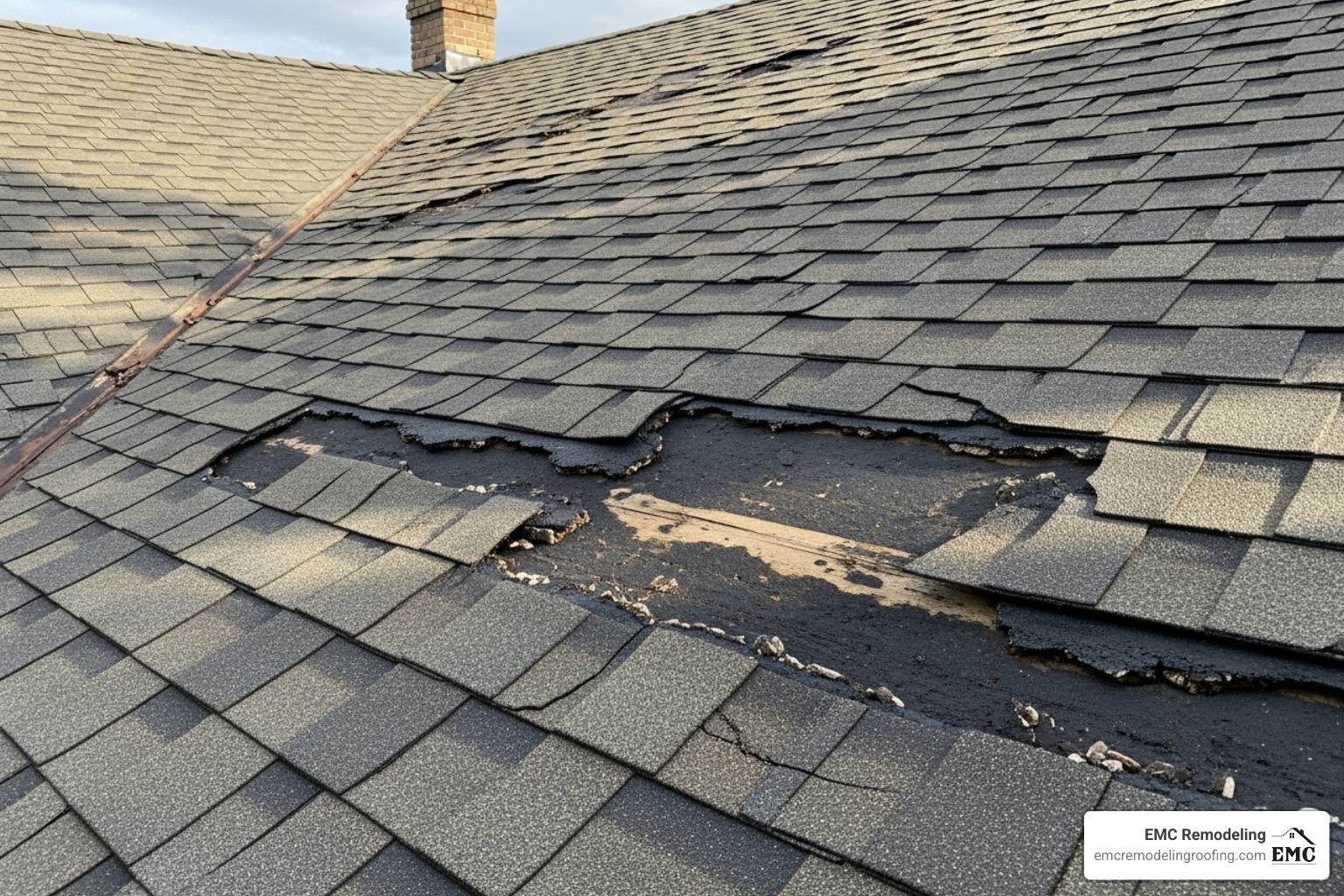 Curling and cracked asphalt shingles on a roof - estimate for roof repair