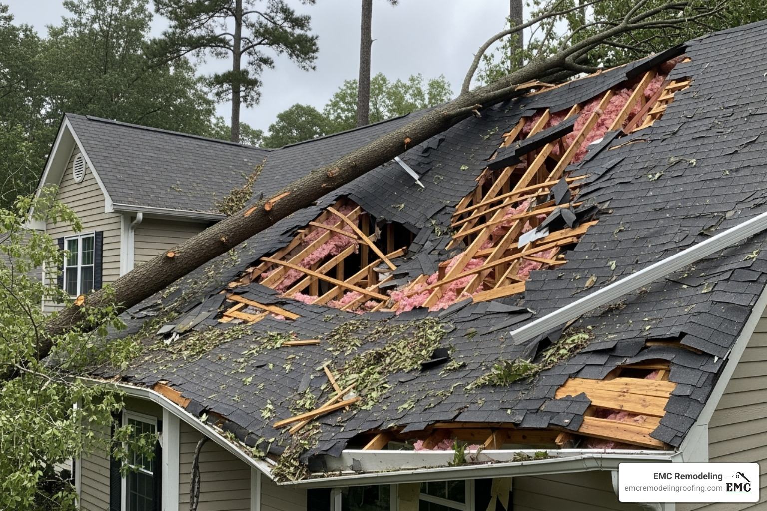 roof damaged by a fallen tree branch - killeen tx roofing roof damaged by a fallen tree branch - killeen tx roofing