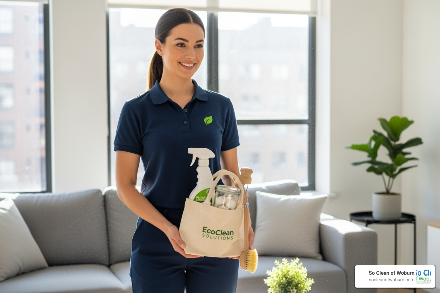 Friendly, uniformed cleaner with eco-friendly products - apartment cleaning Arlington