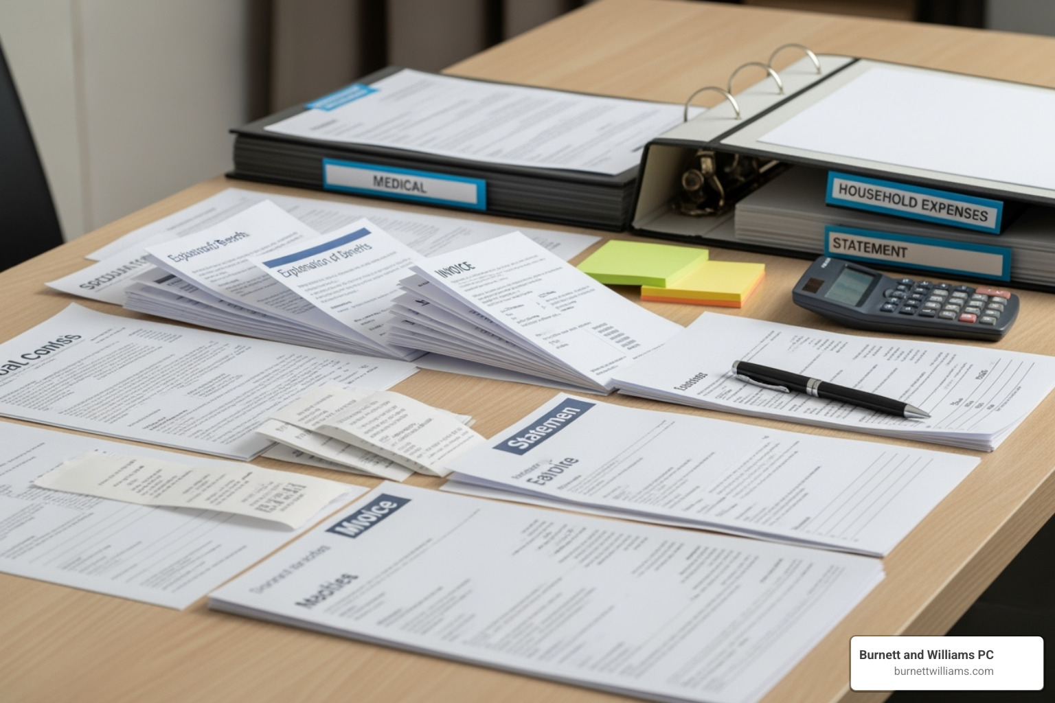 A person carefully organizing and reviewing medical bills and financial documents on a desk - richmond auto accident lawyers A person carefully organizing and reviewing medical bills and financial documents on a desk - richmond auto accident lawyers