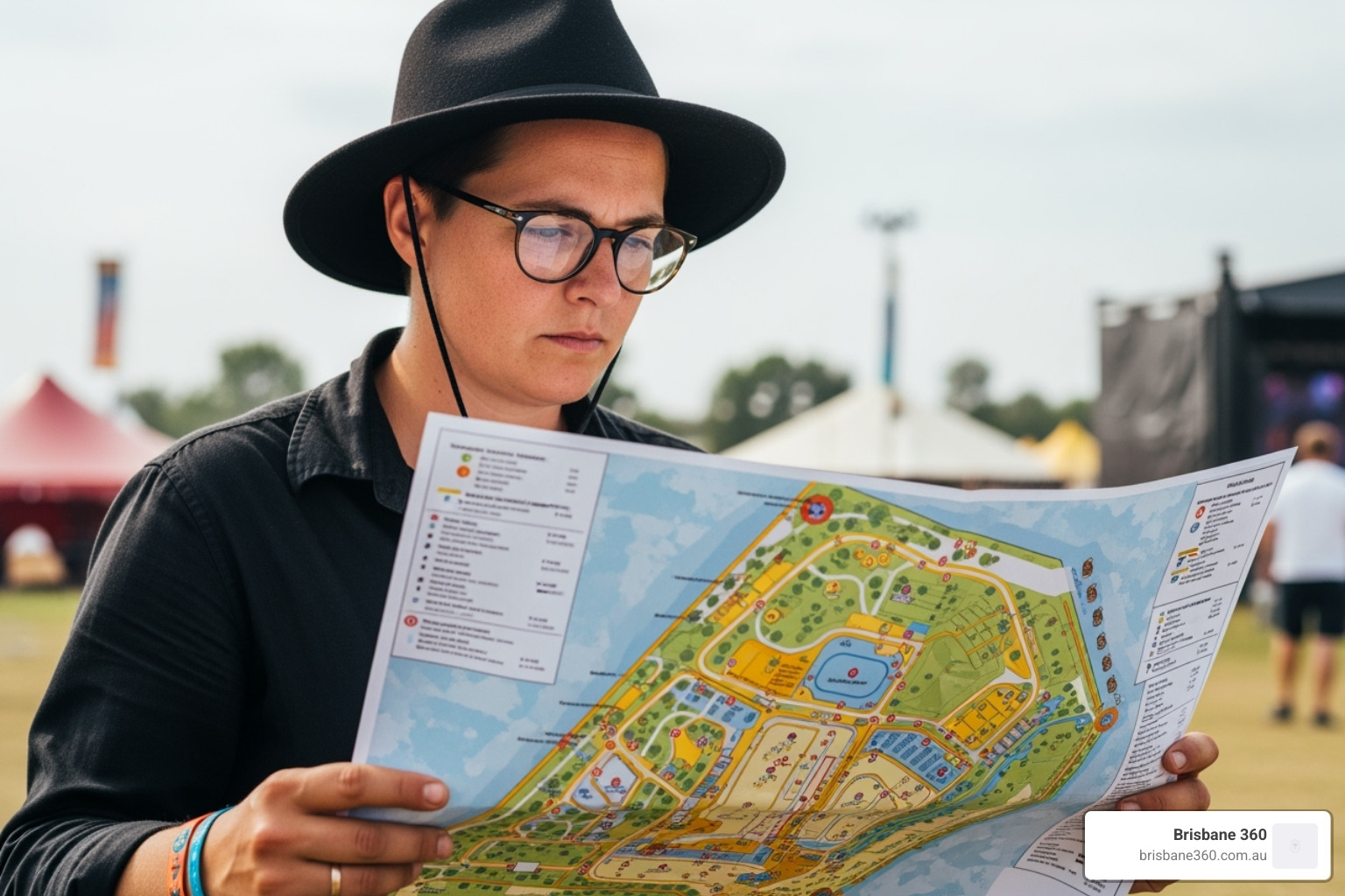 festival organiser reviewing map - bus hire for festivals