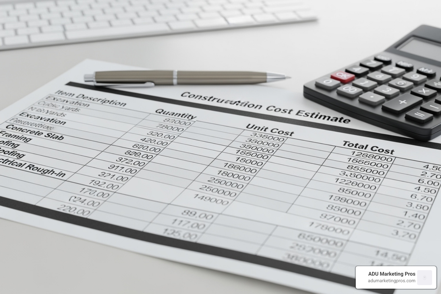 Detailed construction cost estimate sheet - room addition & adu contractor san jose Detailed construction cost estimate sheet - room addition & adu contractor san jose