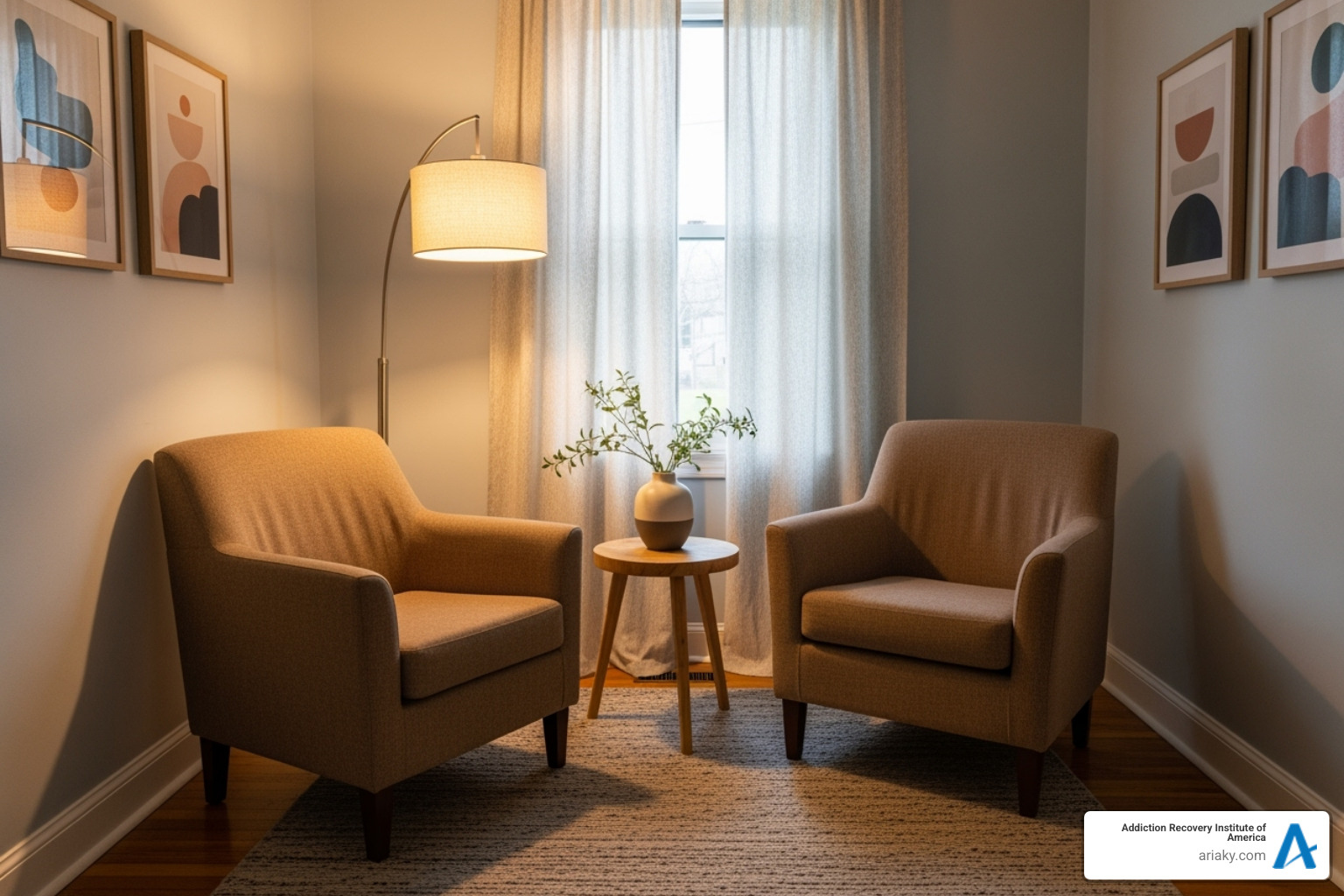 A therapy session room with comfortable chairs - detox centers louisville ky