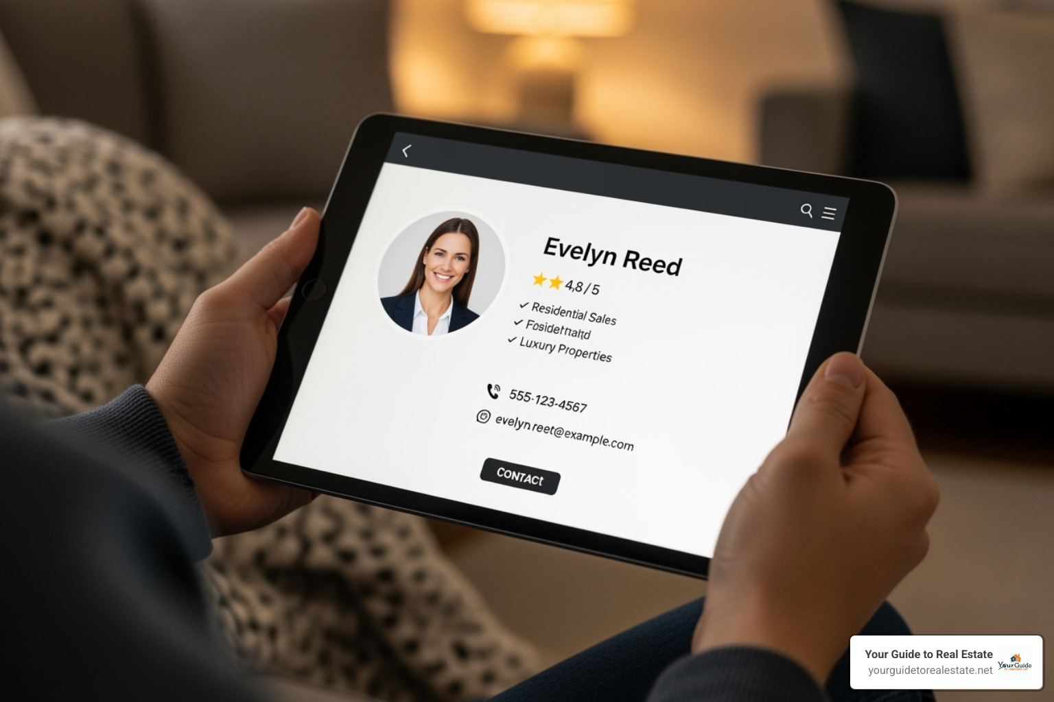 browsing agent profiles on a tablet - find best real estate agent