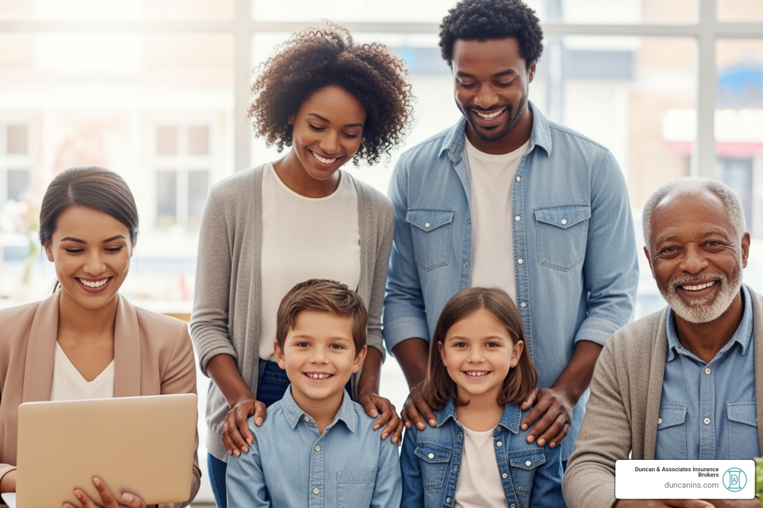 A diverse group of people (family, self-employed person, senior) looking confident and smiling, representing different demographics seeking health insurance. - health ins brokers near me