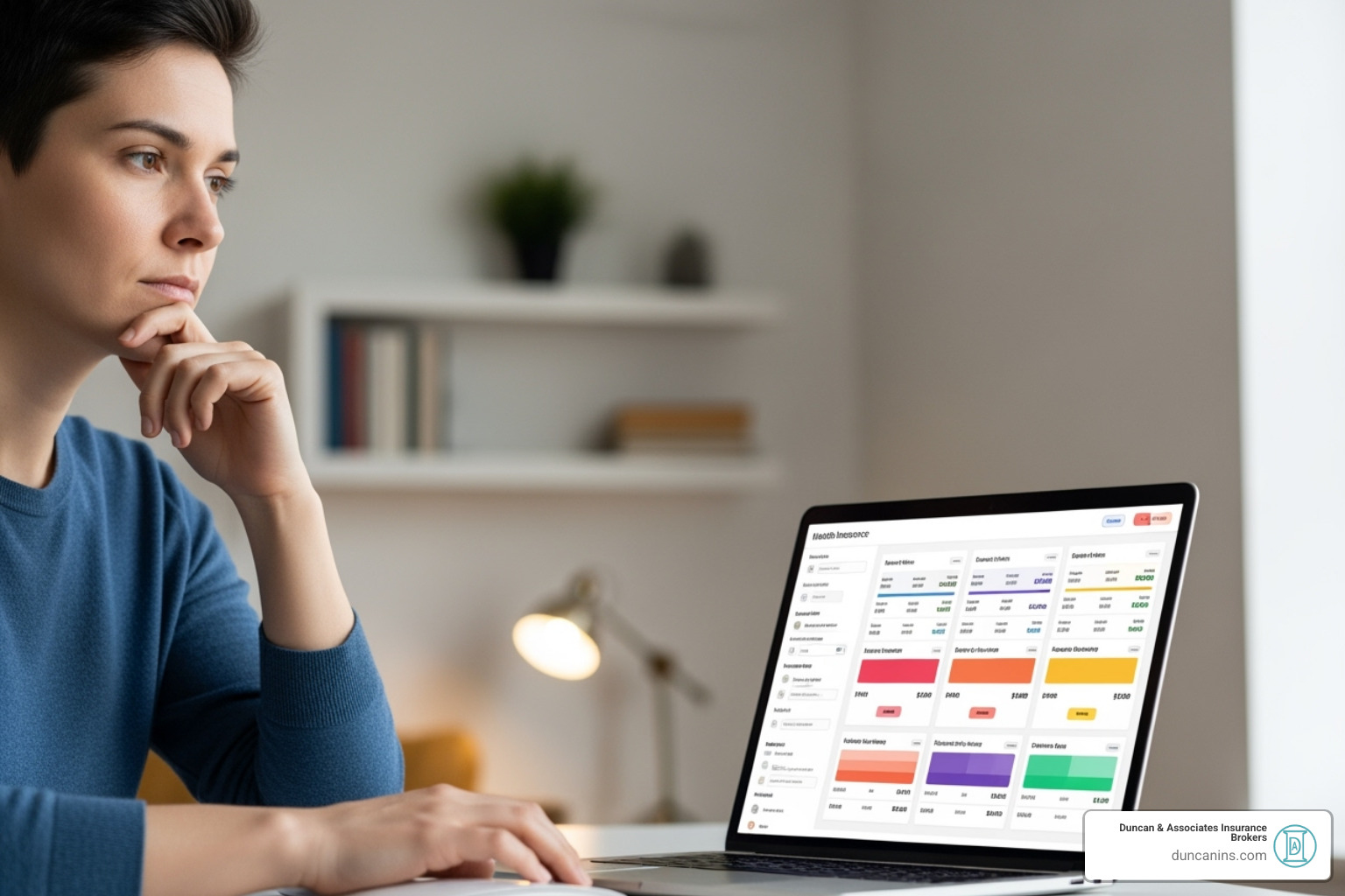 person comparing insurance options on a laptop - health insurance for part time workers