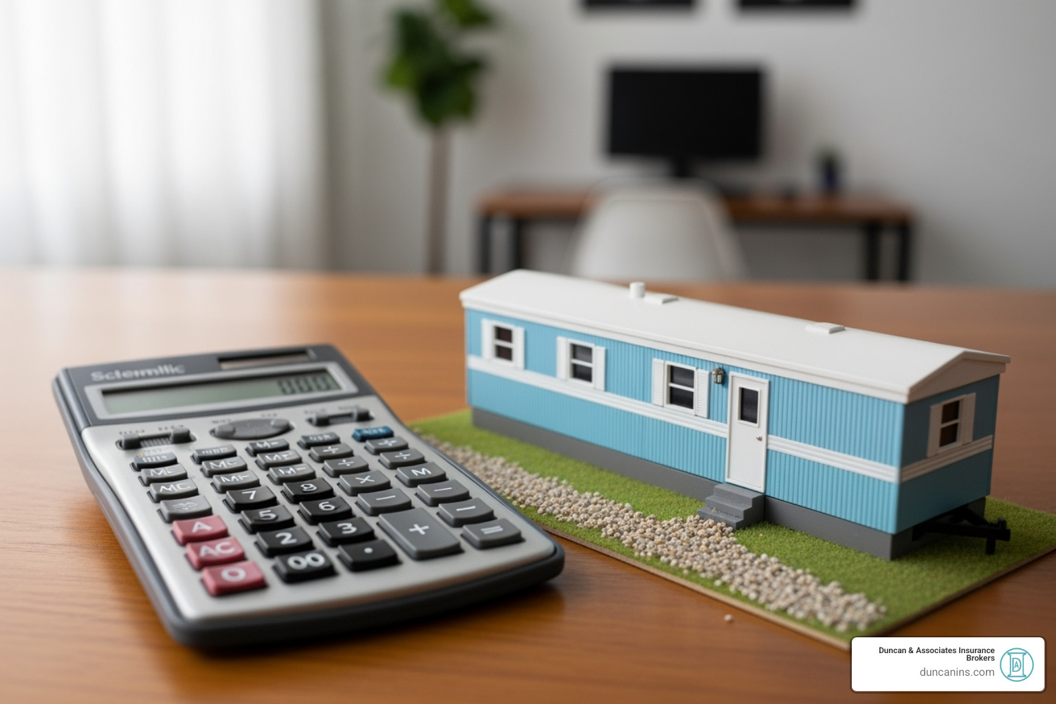 calculator and a small model of a mobile home - mobile home insurance calculator and a small model of a mobile home - mobile home insurance