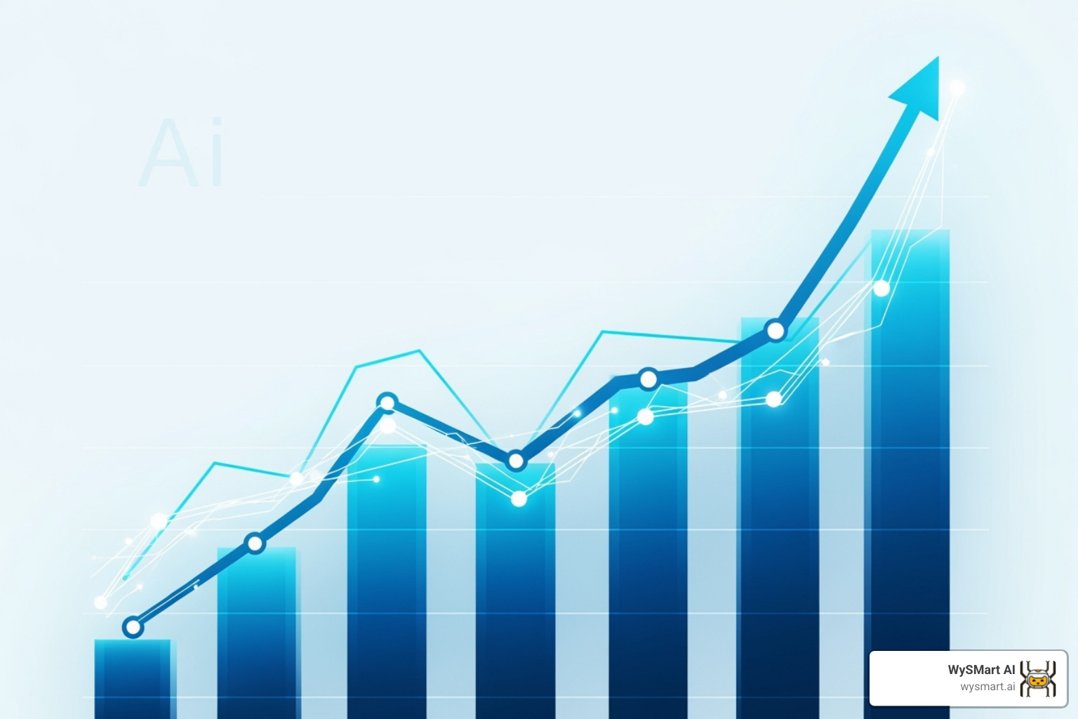 A graph showing an upward trend in customer engagement and sales after AI adoption - AI small business marketing A graph showing an upward trend in customer engagement and sales after AI adoption - AI small business marketing