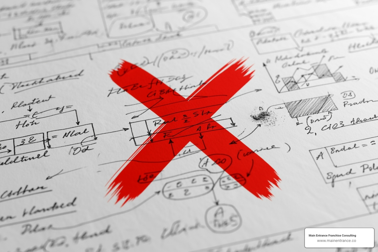 A red "x" over a poorly written document - how to write a franchise business plan