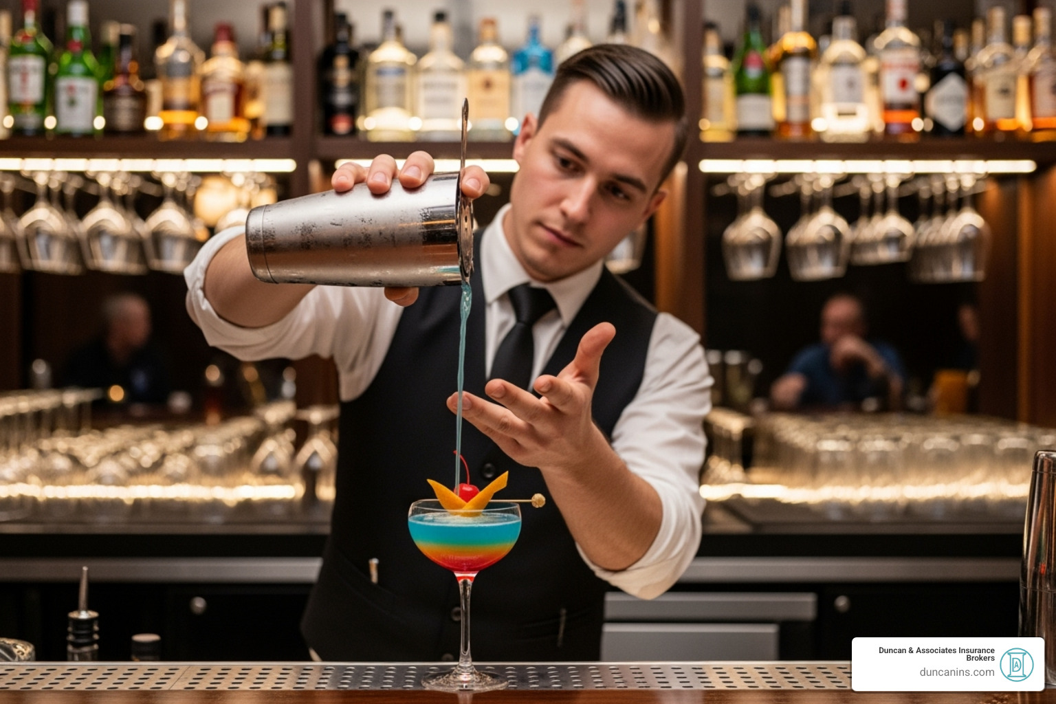 a bartender pouring a craft cocktail - Restaurant insurance a bartender pouring a craft cocktail - Restaurant insurance