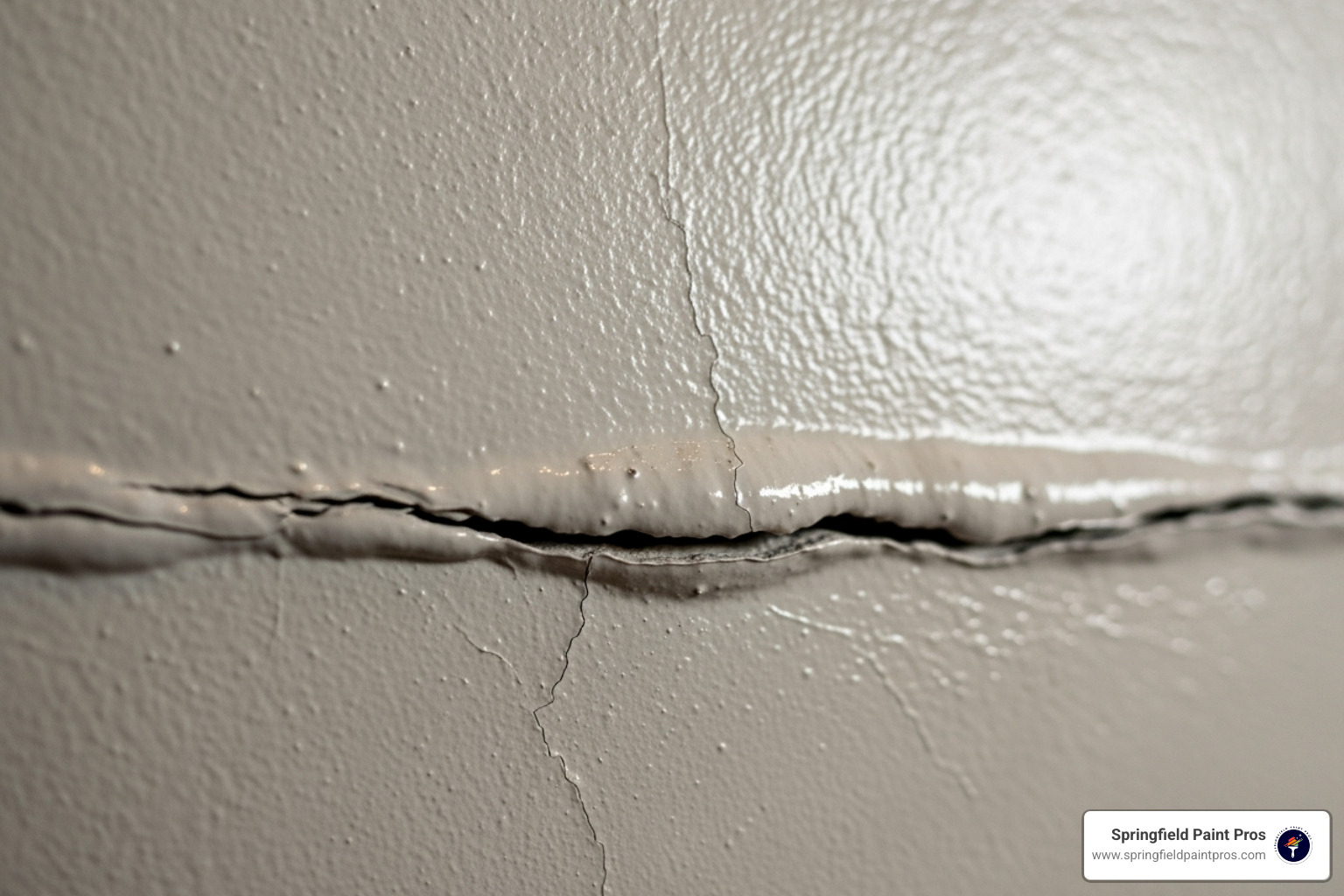 Close-up of elastomeric paint covering a hairline crack on a wall - best uv resistant exterior paint