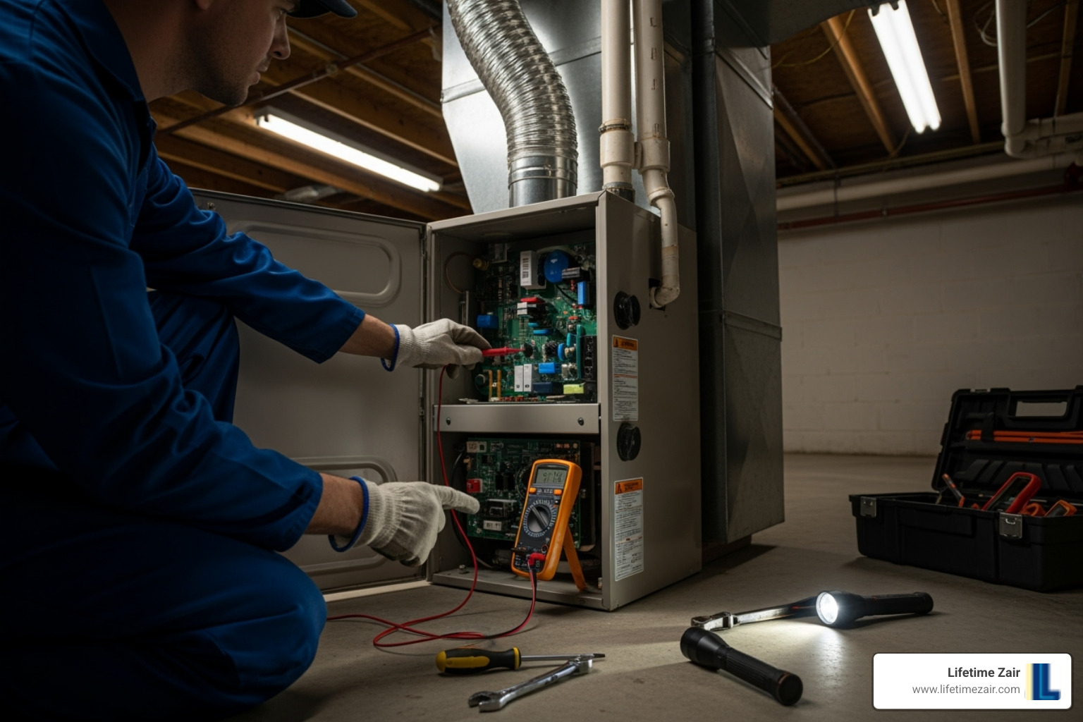 homeowner easily replacing clean furnace filter - furnace repair frisco tx