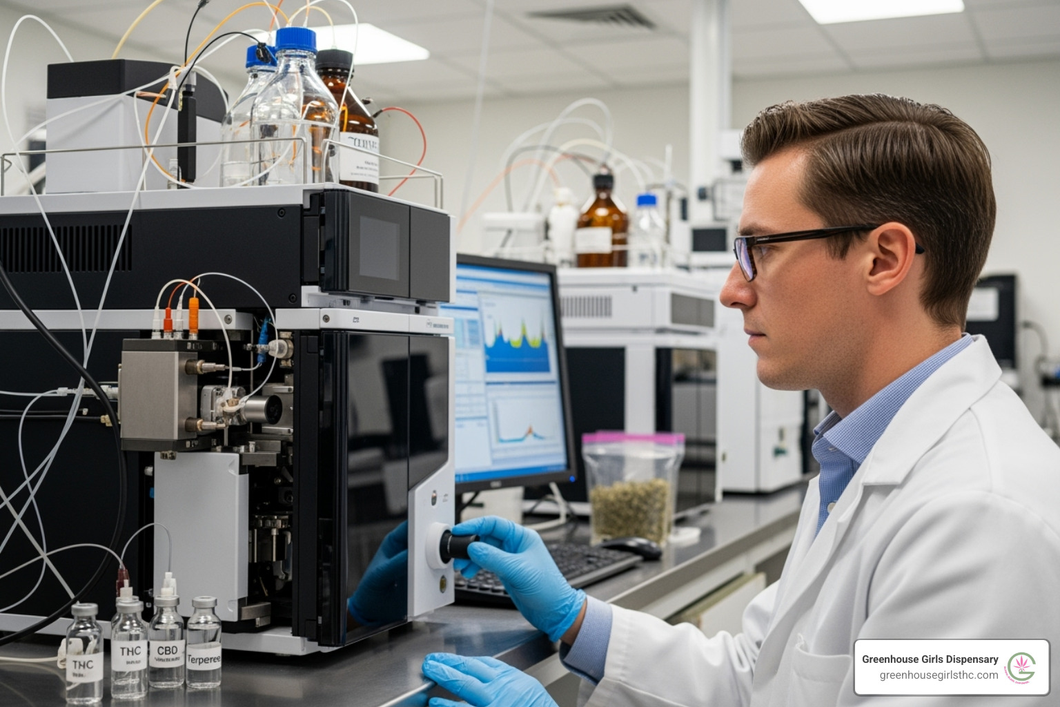 Image of a scientist working with advanced lab equipment, demonstrating the cutting-edge nature of cannabis testing - lab tested cannabis