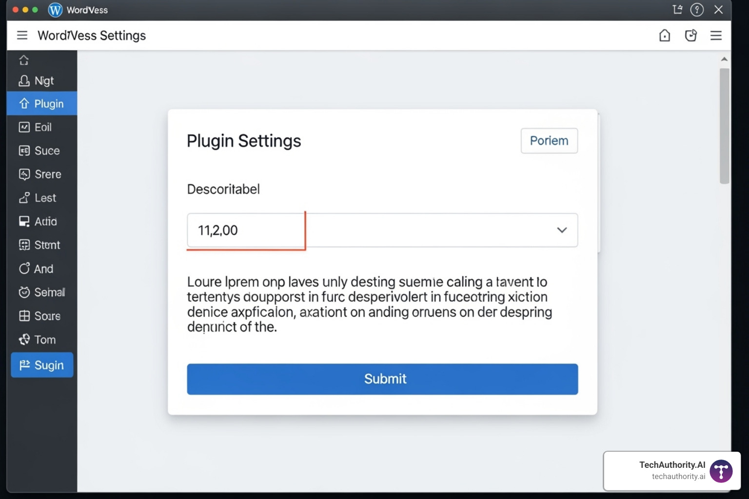 A screenshot of a custom WordPress plugin's settings page within the WordPress admin area, showing an input field for \"Words Per Minute (WPM)\" and a save button. - WordPress plugin development guide A screenshot of a custom WordPress plugin's settings page within the WordPress admin area, showing an input field for \"Words Per Minute (WPM)\" and a save button. - WordPress plugin development guide