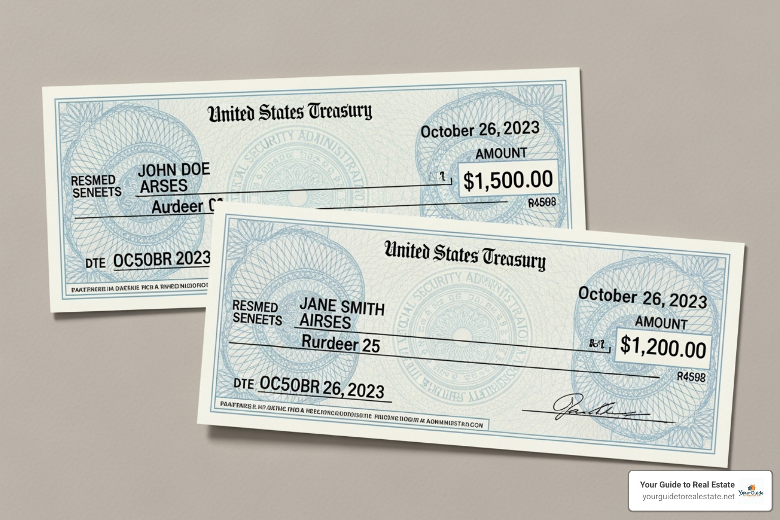 diagram showing two benefit checks - when will the social security fairness act go into effect