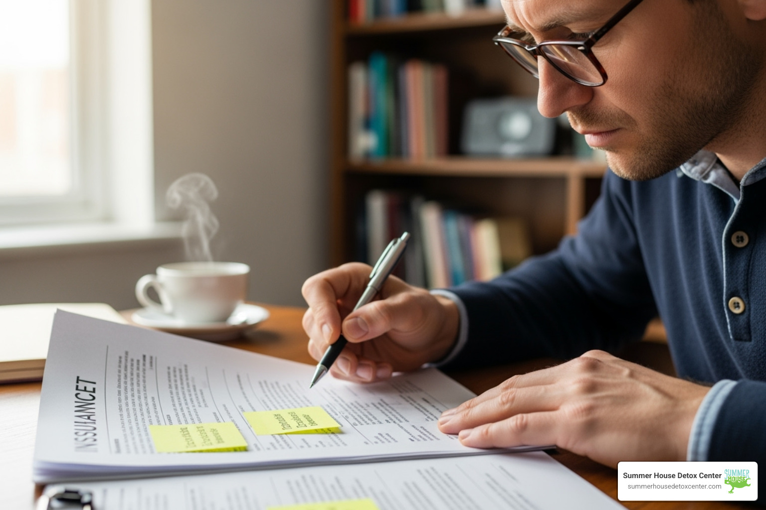 Person reviewing an insurance document - rehab facilities in florida Person reviewing an insurance document - rehab facilities in florida