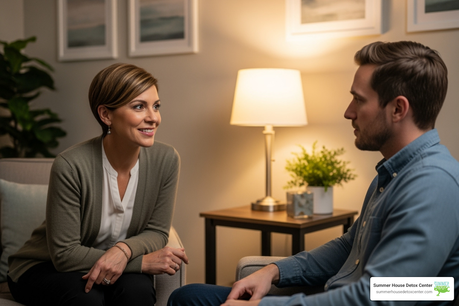 Compassionate counselor speaking with a client - rehab facilities in florida Compassionate counselor speaking with a client - rehab facilities in florida