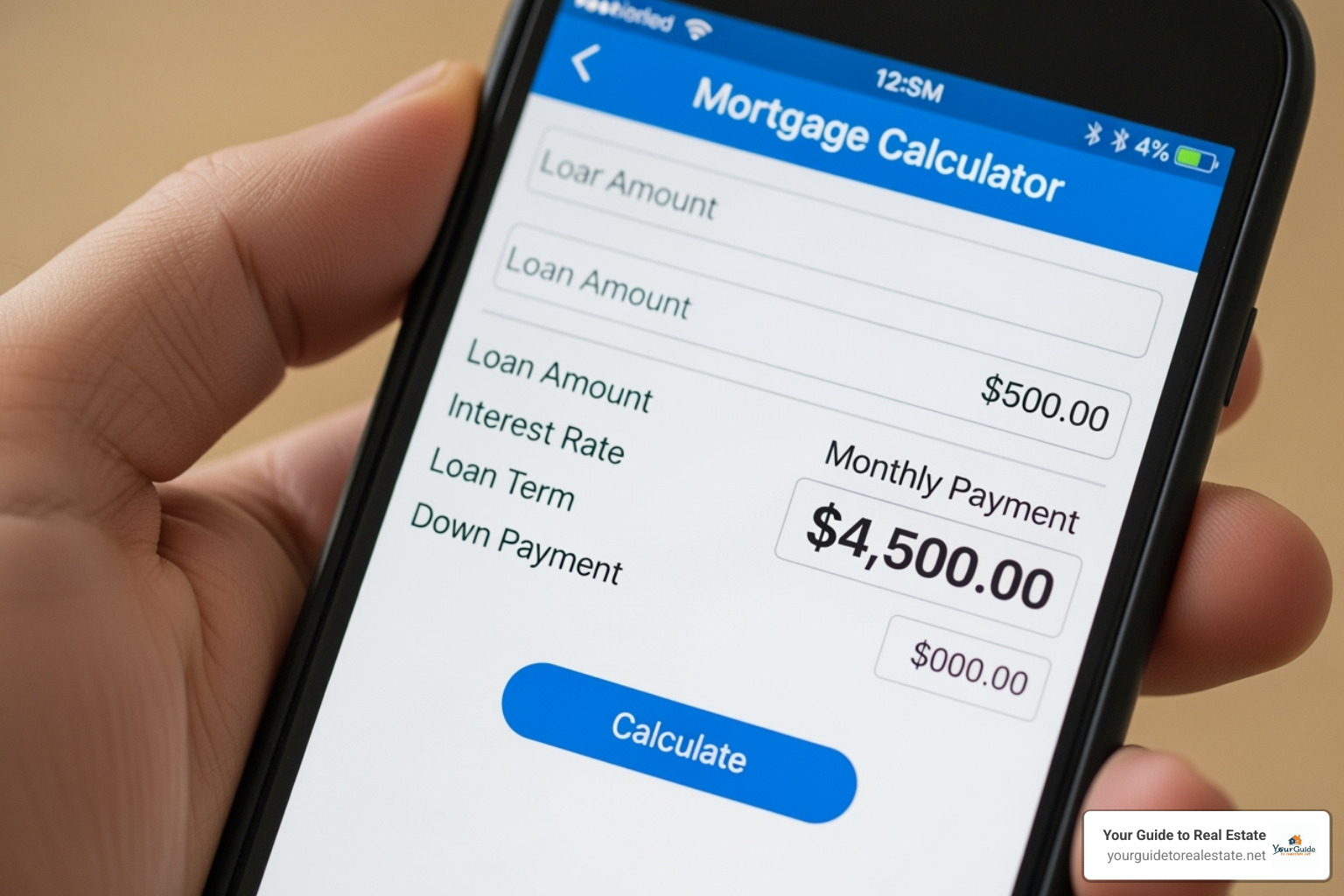 mortgage calculator app on a phone showing a high monthly payment - mortgage rates bad news