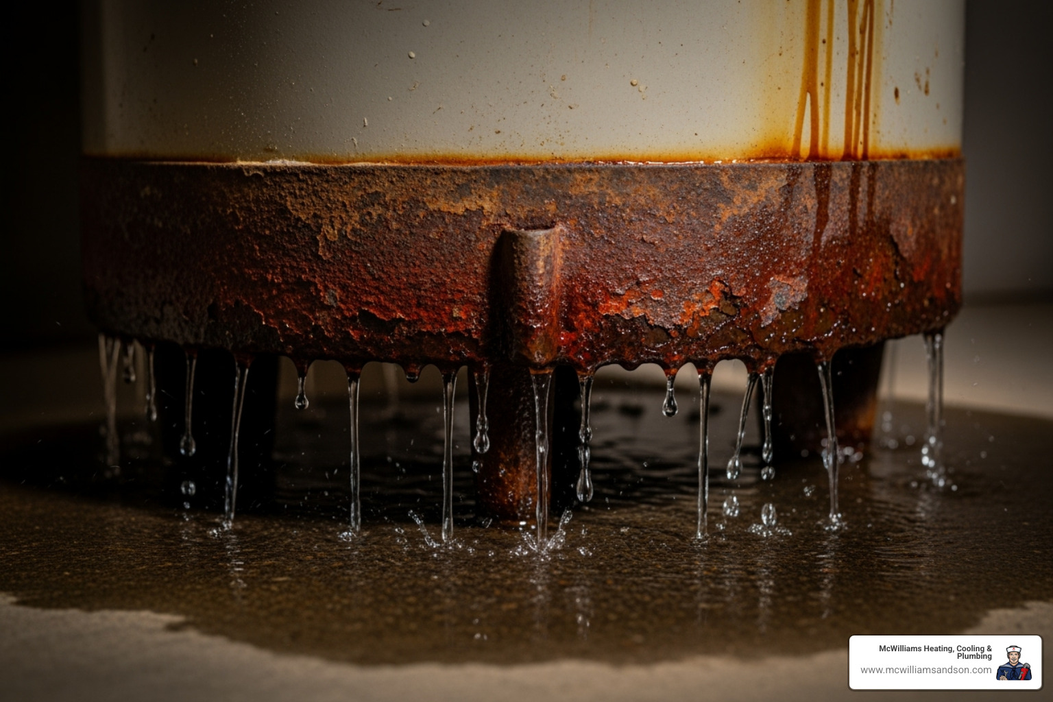 corroded and leaking water heater tank base - emergency water heater repair east texas