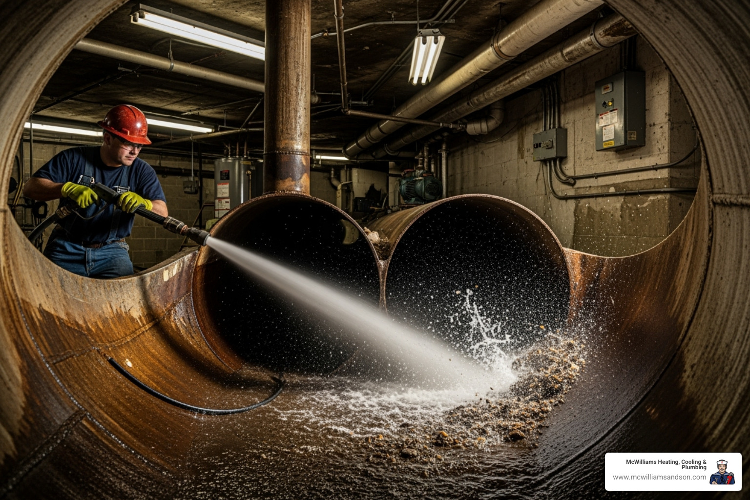 Hydro-jetting a commercial pipe - commercial plumbing nacogdoches