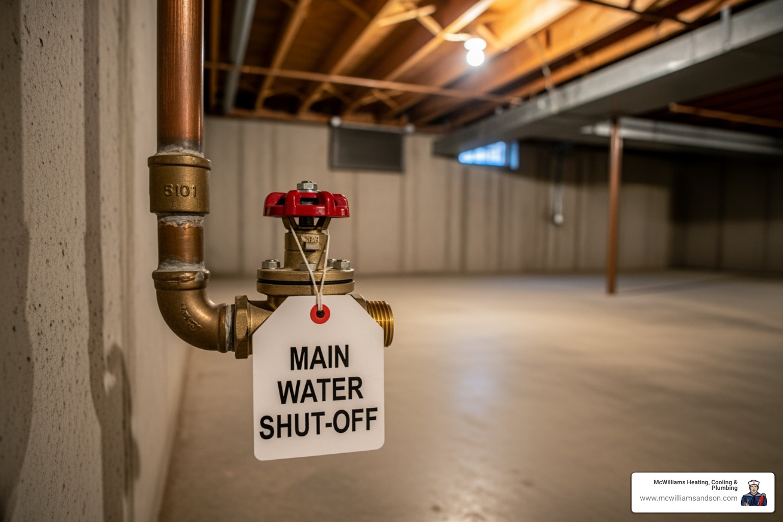 A clearly labeled main water shut-off valve - emergency repiping service lufkin