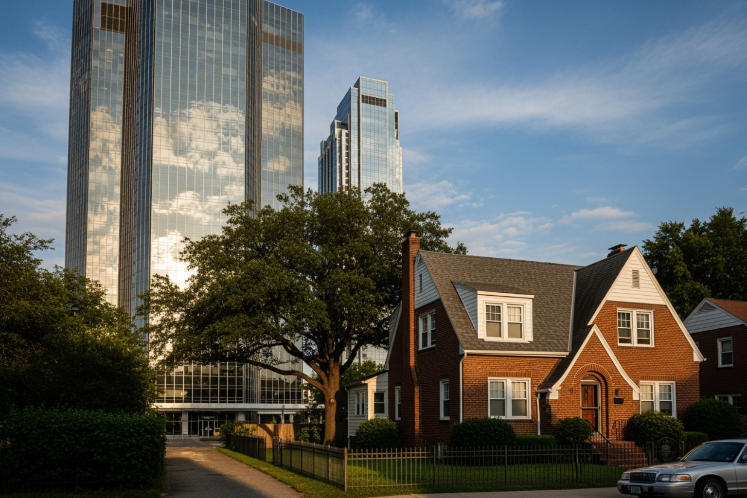 Skyscraper next to a single-family home - Real Estate Financing