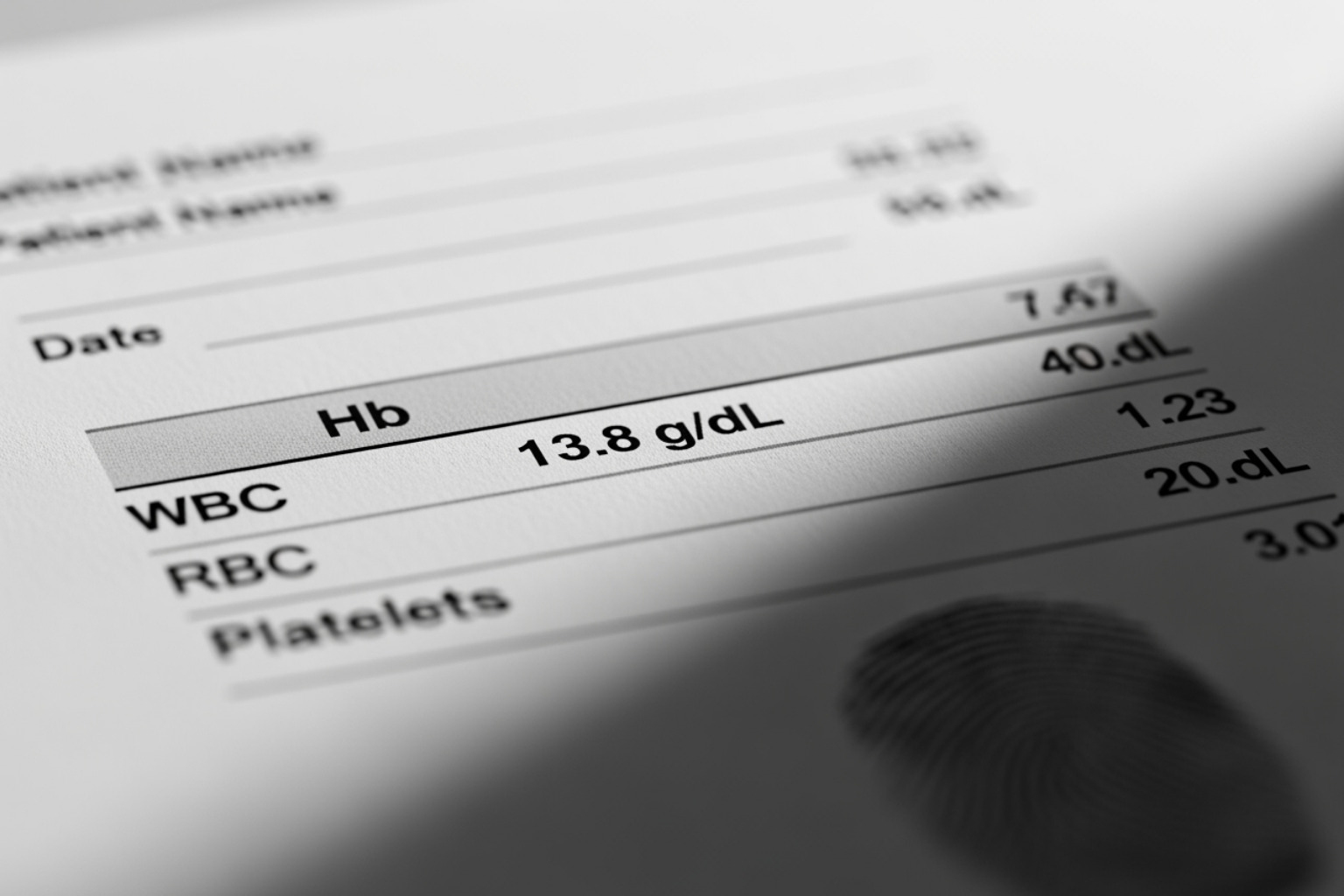 medical report showing "Hb" levels - what does hb mean in text