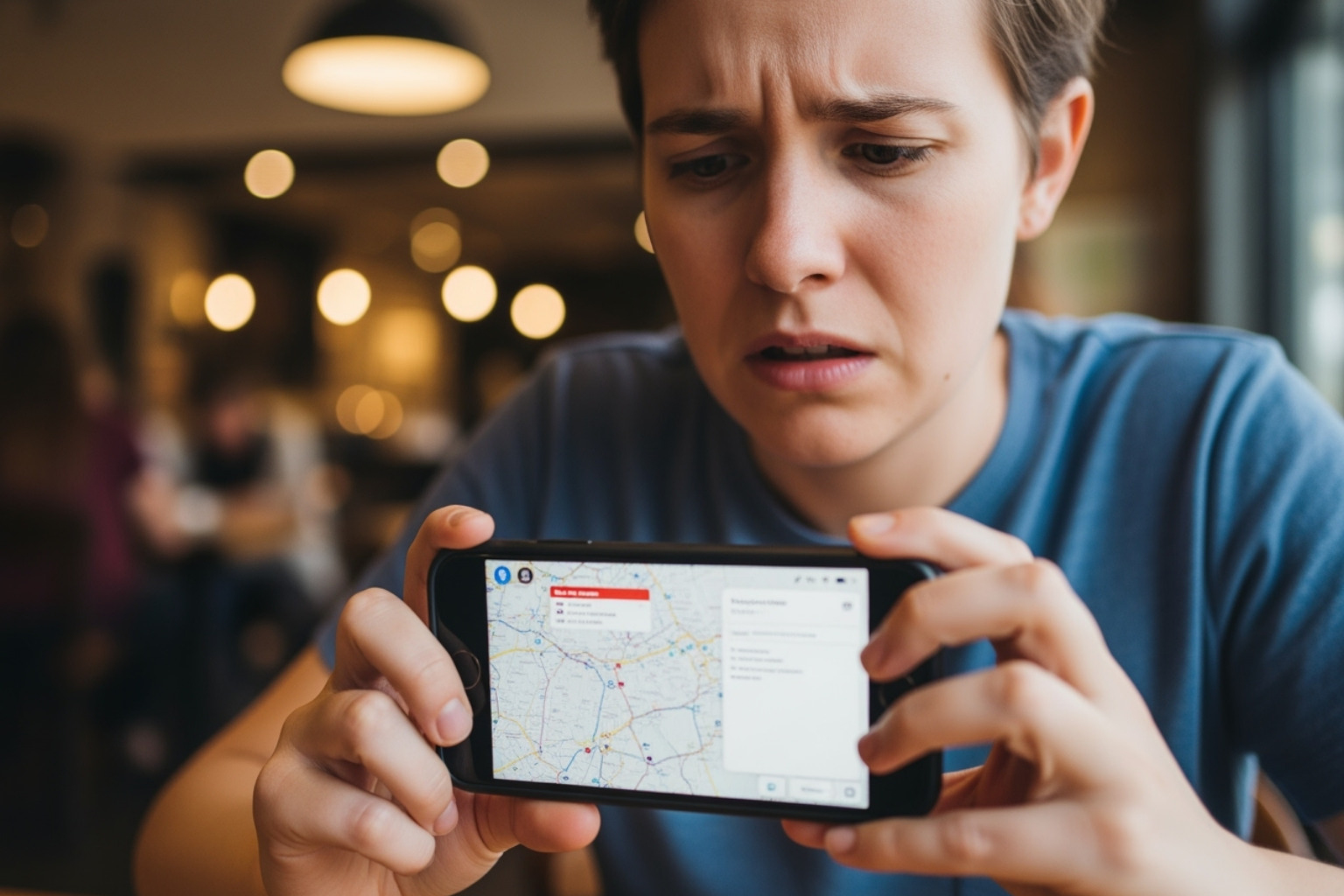 person looking confused at phone - what does hb mean in text