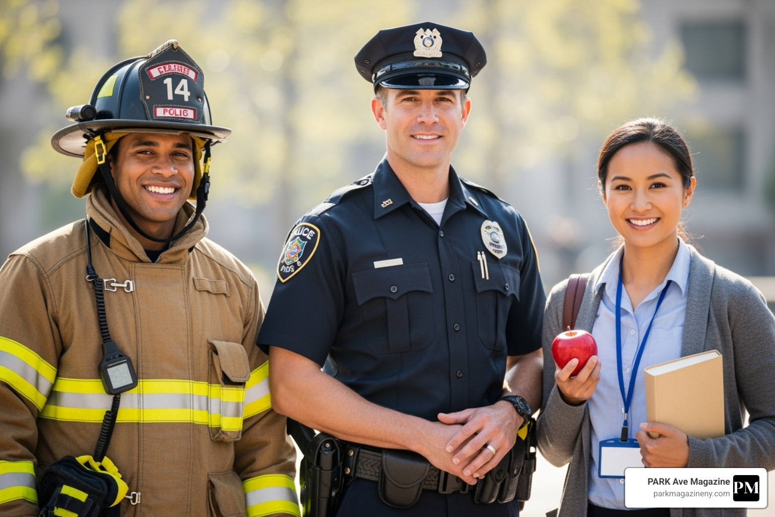 Image of a firefighter, a police officer, and a teacher - social security wep gpo benefits increase Image of a firefighter, a police officer, and a teacher - social security wep gpo benefits increase