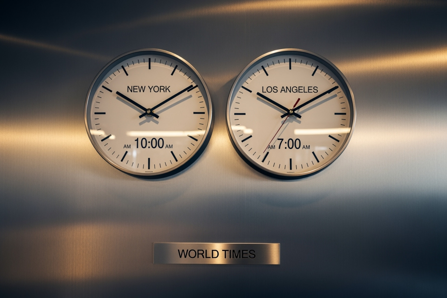 World clock showing times in New York and Los Angeles - 213 area code