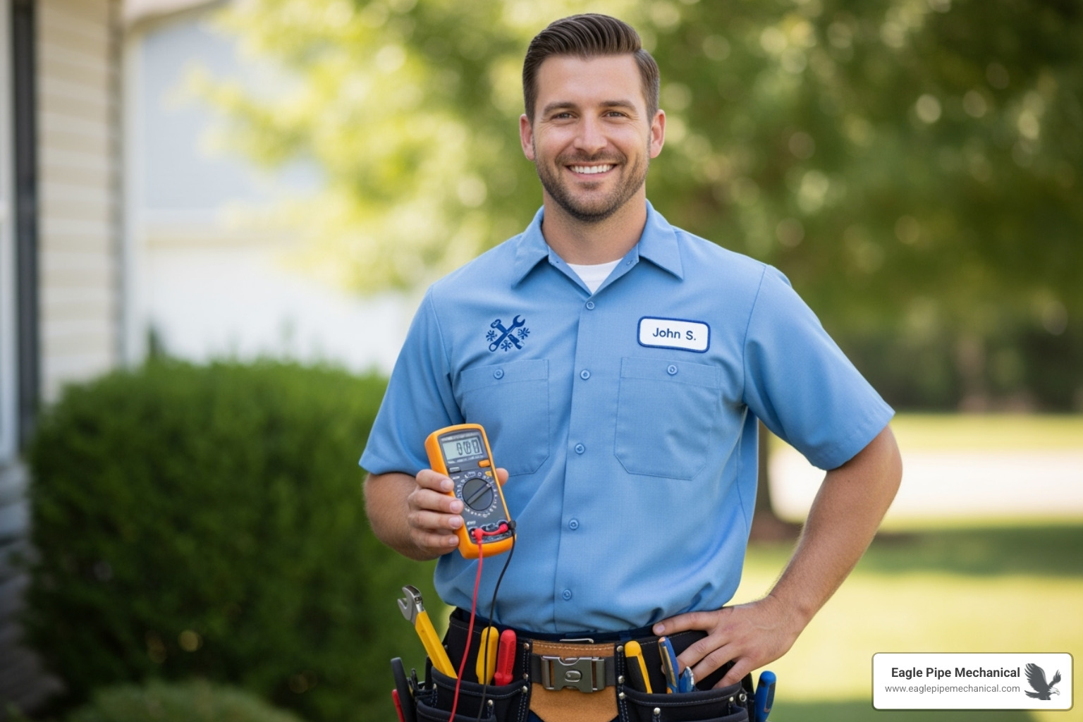 friendly, professional HVAC technician smiling - hvac installation new construction bainbridge island friendly, professional HVAC technician smiling - hvac installation new construction bainbridge island
