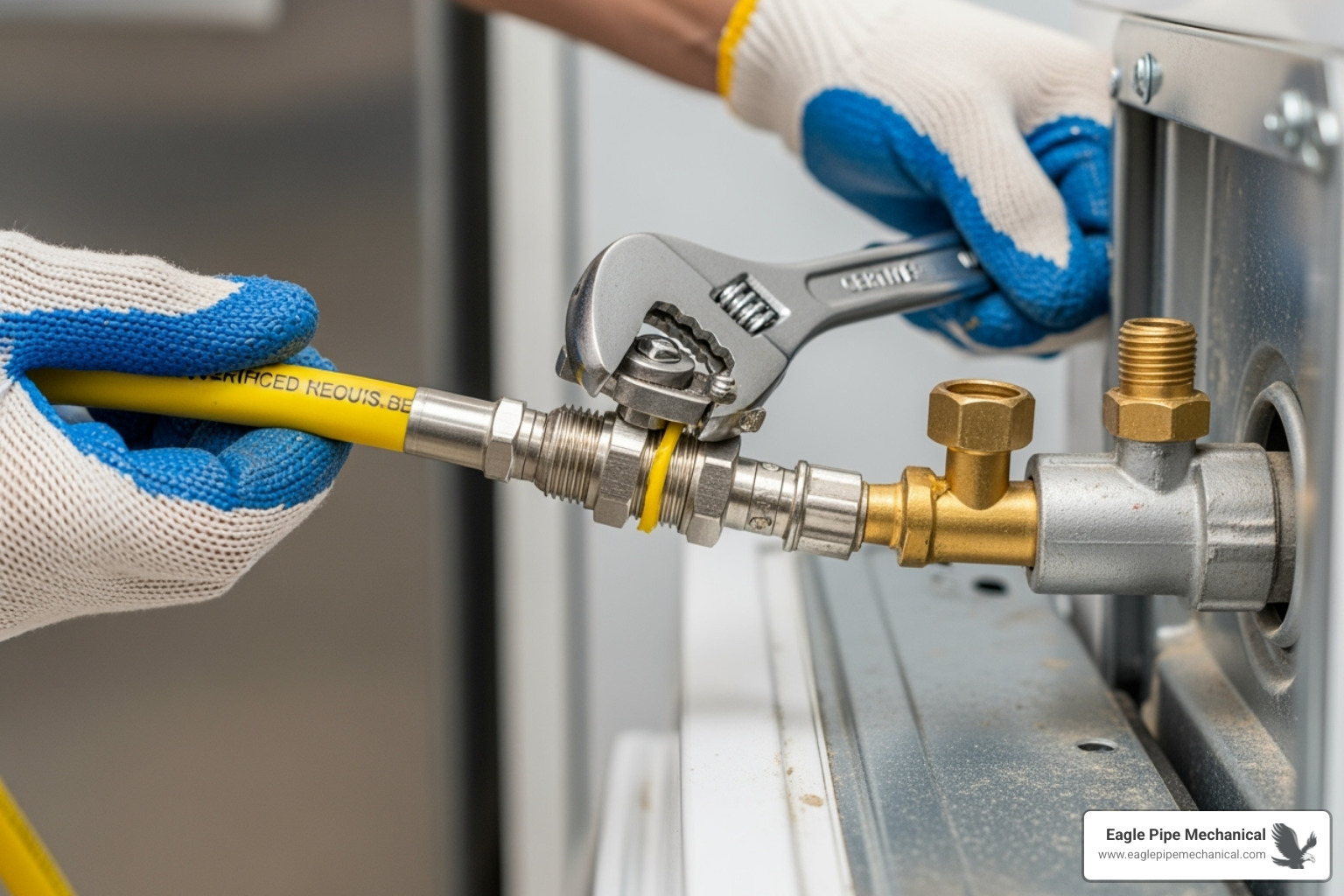 certified technician carefully connecting a gas line to an appliance - gas line installation kingston