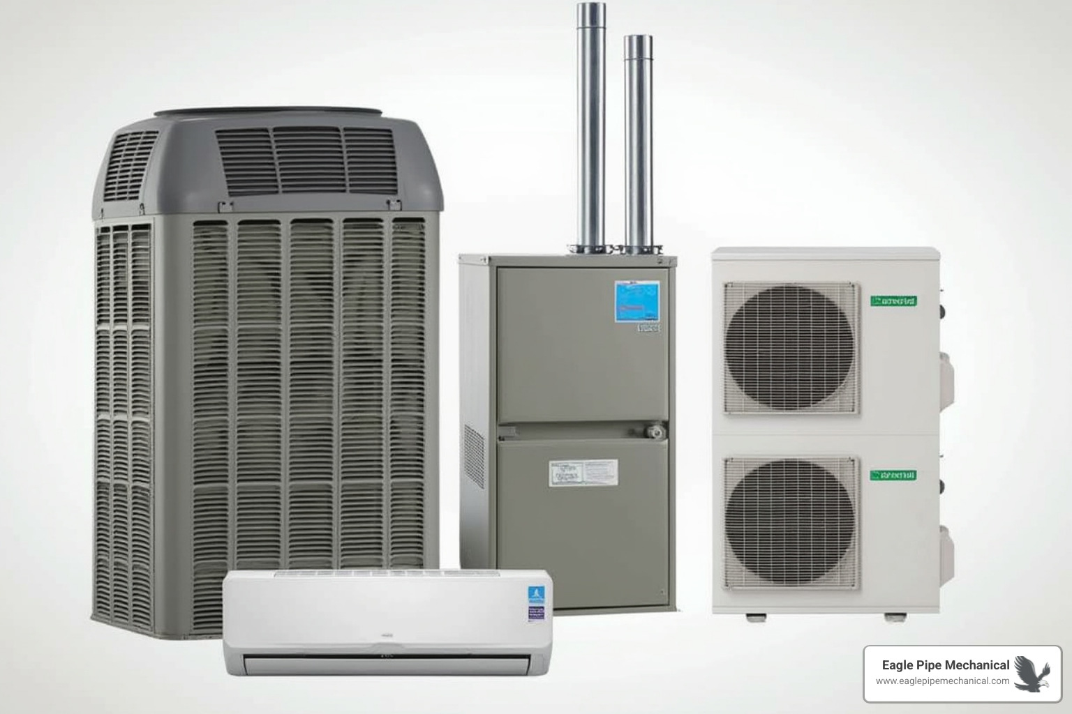 different HVAC units like a heat pump, furnace, and ductless mini-split - hvac installation new construction bainbridge island different HVAC units like a heat pump, furnace, and ductless mini-split - hvac installation new construction bainbridge island