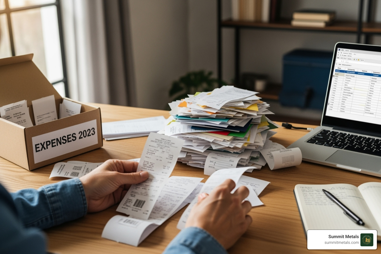 person organizing receipts - how to sell gold and silver tax free