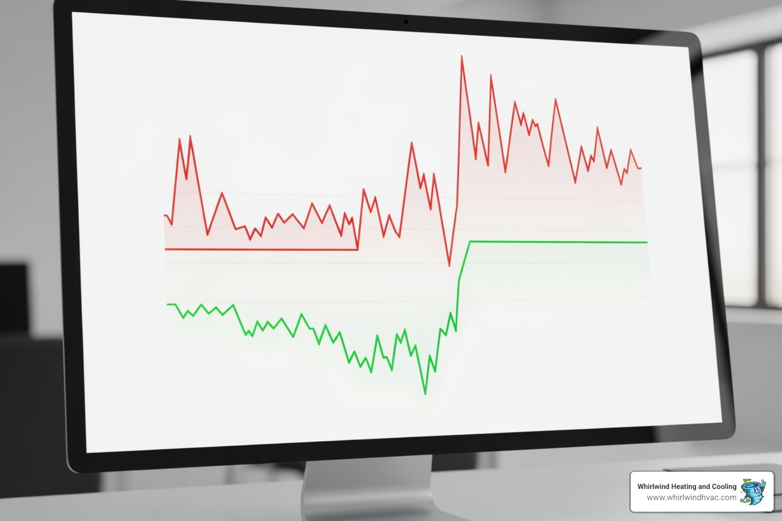 Graph showing energy savings from a maintained HVAC system - commercial hvac maintenance