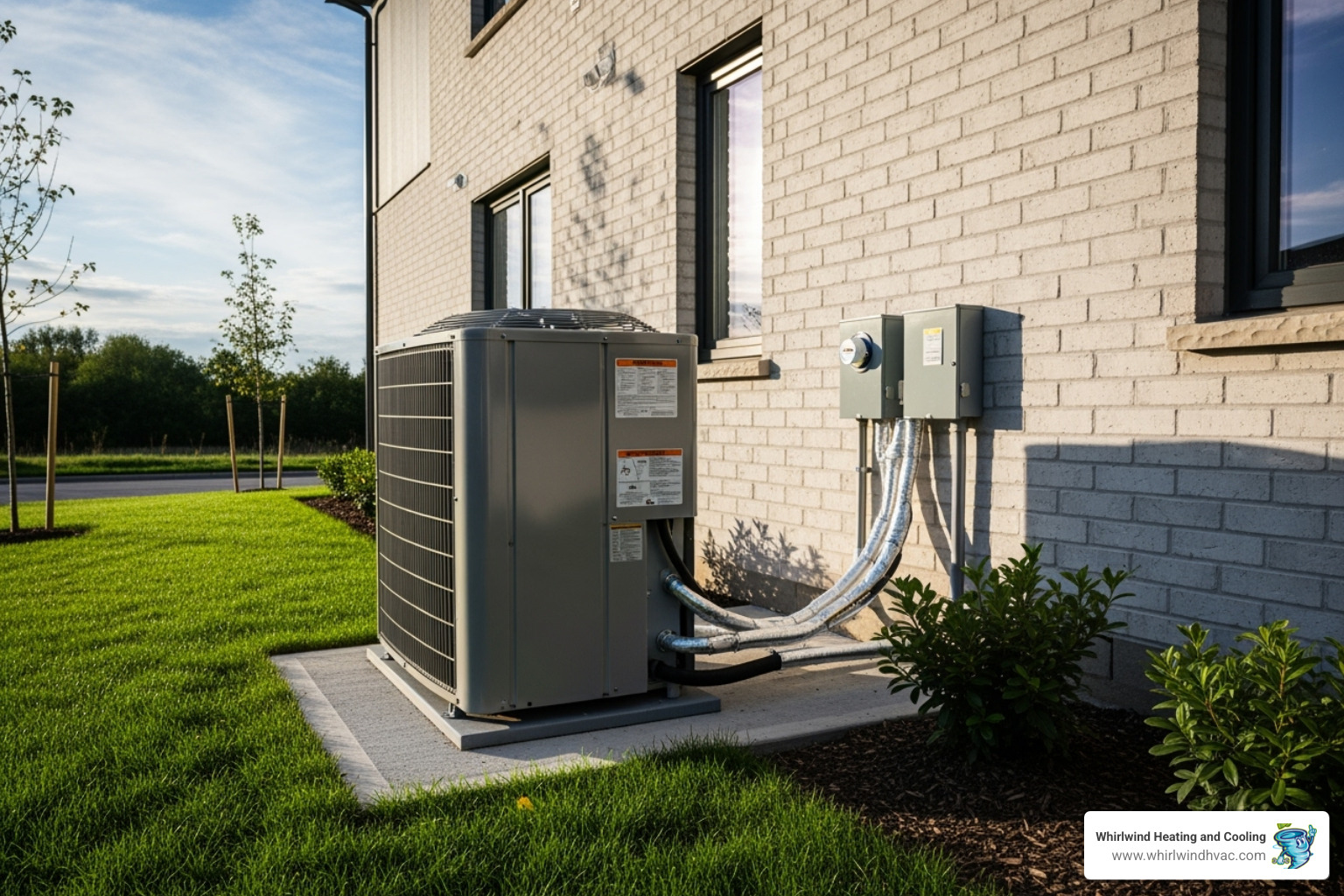 Clean installation site with a new outdoor condenser unit professionally installed - ac installation near me