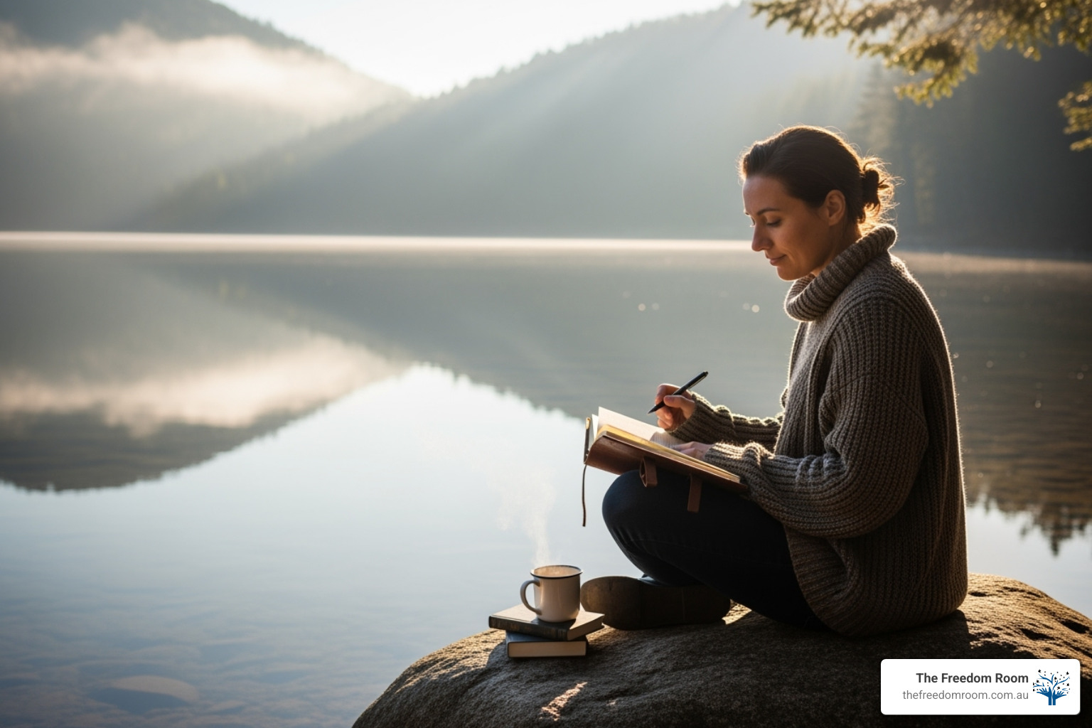 person journaling in a peaceful setting - Developing coping mechanisms