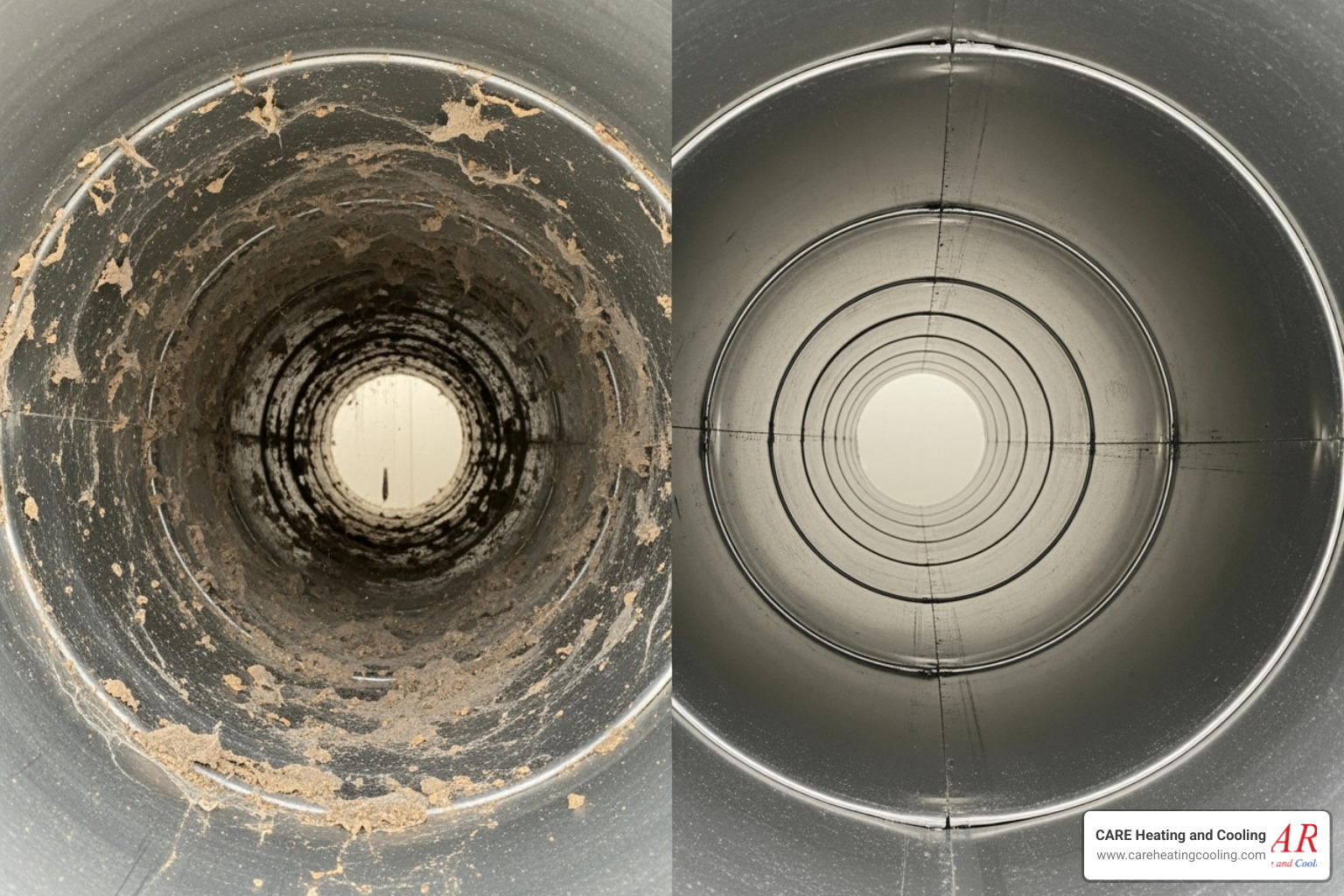 before-and-after view of the inside of an air duct - duct cleaning westerville before-and-after view of the inside of an air duct - duct cleaning westerville