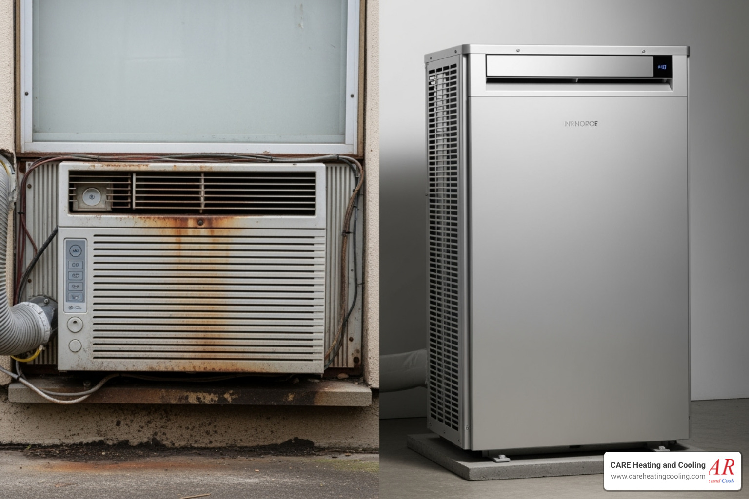 contrasting an old, inefficient AC unit with a modern, high-efficiency model - ac installation near gahanna contrasting an old, inefficient AC unit with a modern, high-efficiency model - ac installation near gahanna