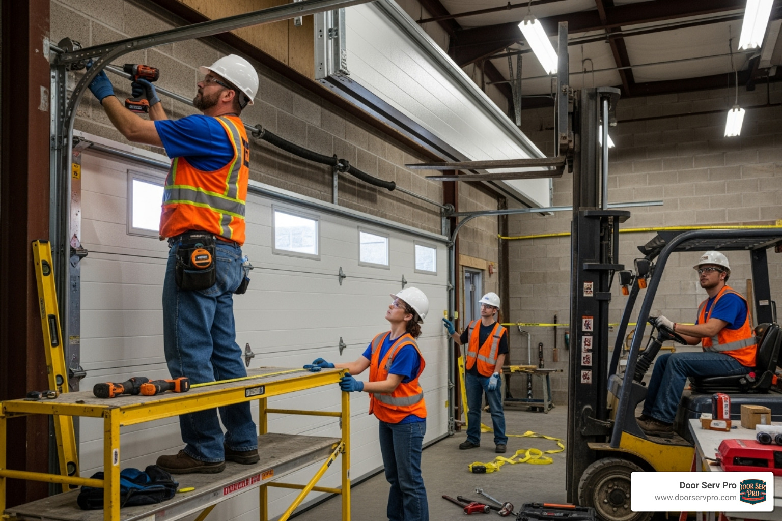 professional team working safely - commercial door installation martinsburg wv
