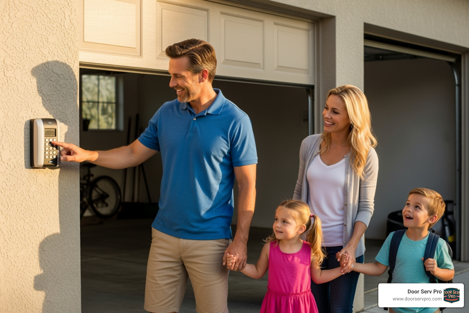 family entering garage with keypad - remote keypad installation inwood wv