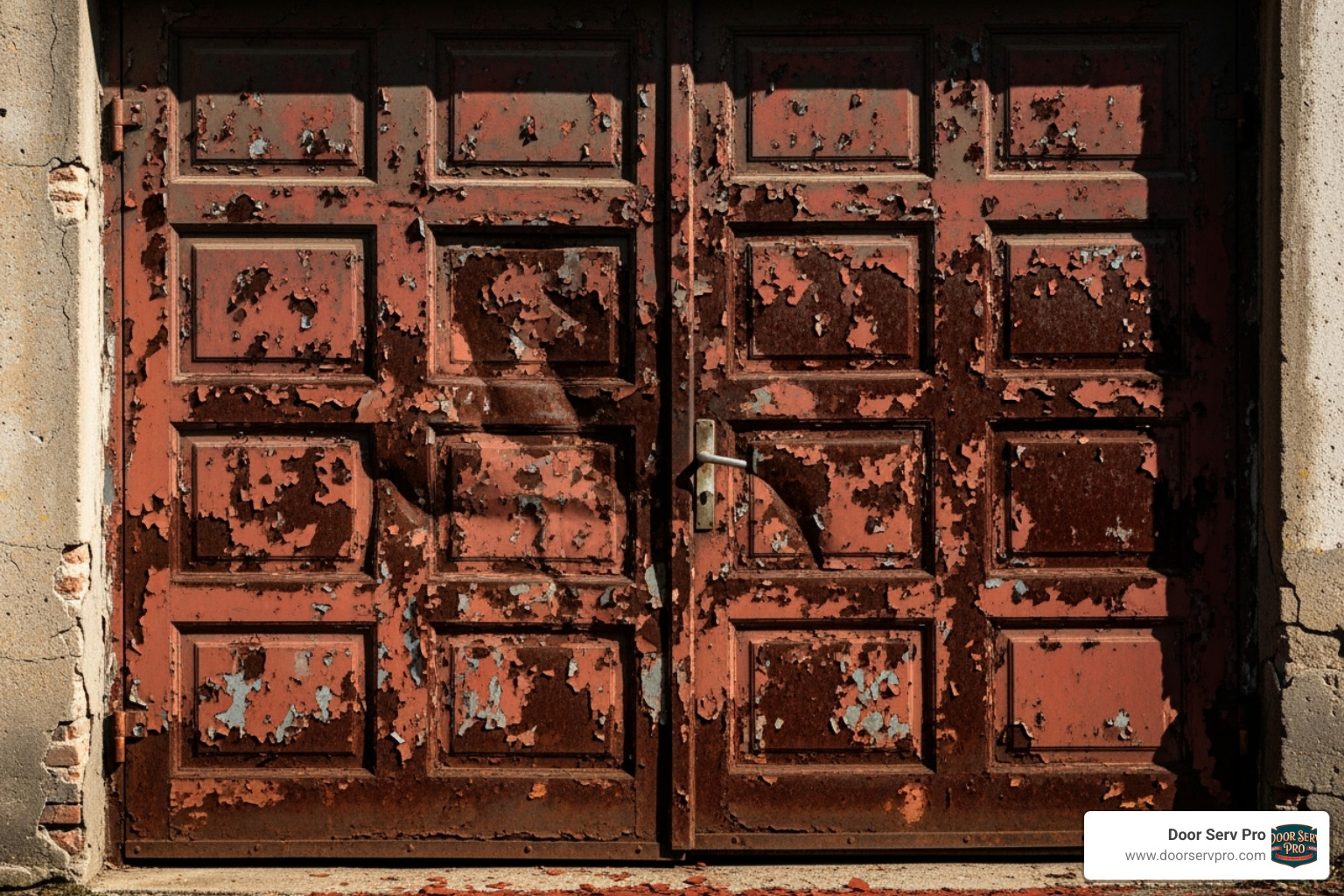 old, dented, and rusted garage door - garage door installation winchester va