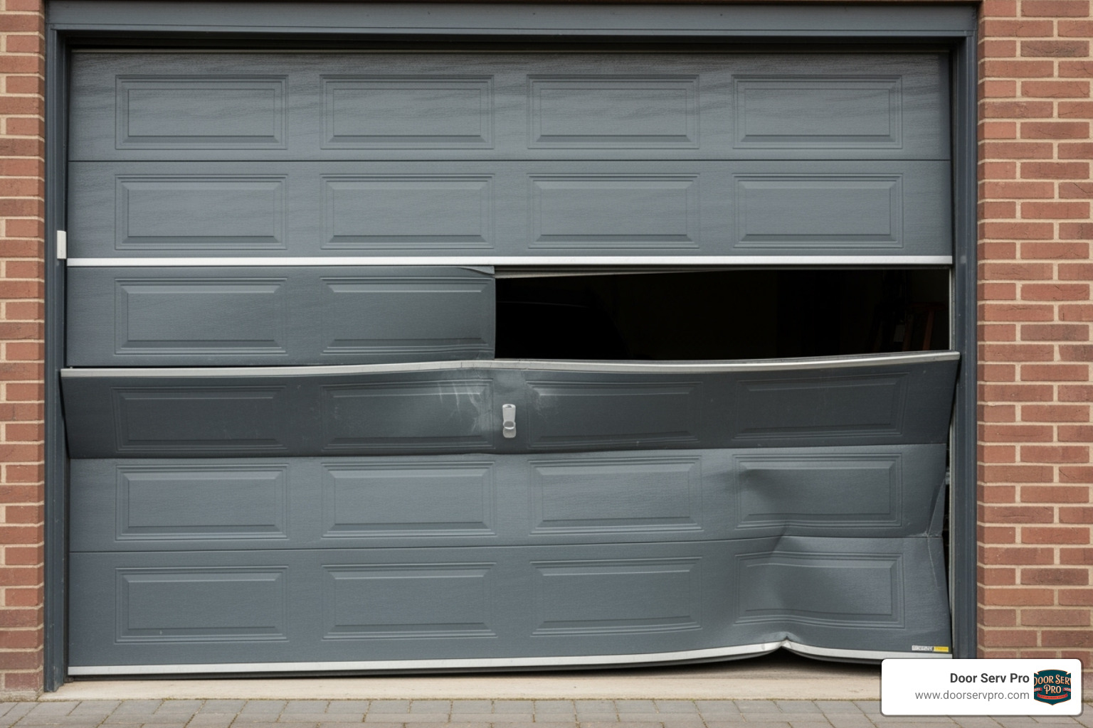 A garage door with a visible gap on one side when closed - spring adjustment inwood wv