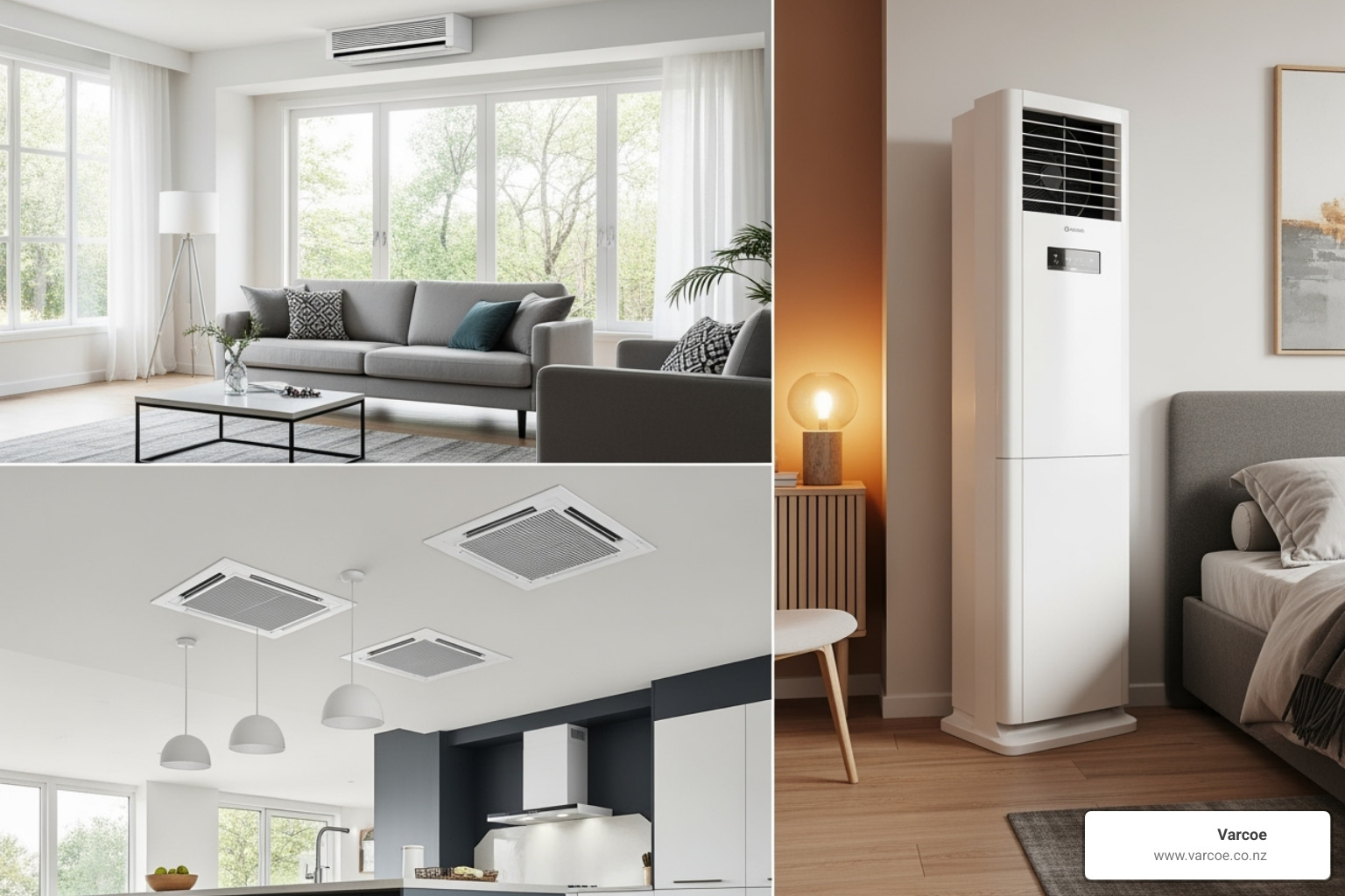 different types of heat pumps installed in various rooms - heat pumps west auckland